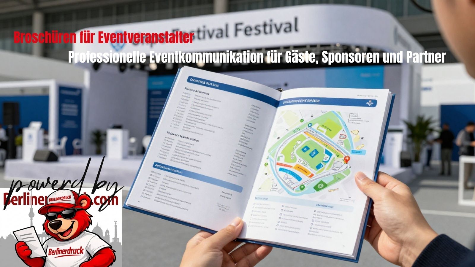 Broschüren für Eventveranstalter zur professionellen Kommunikation mit Gästen, Sponsoren und Partnern Professionelle Eventbroschüre für Veranstaltungen, Besucherinformation und Sponsorenwerbung