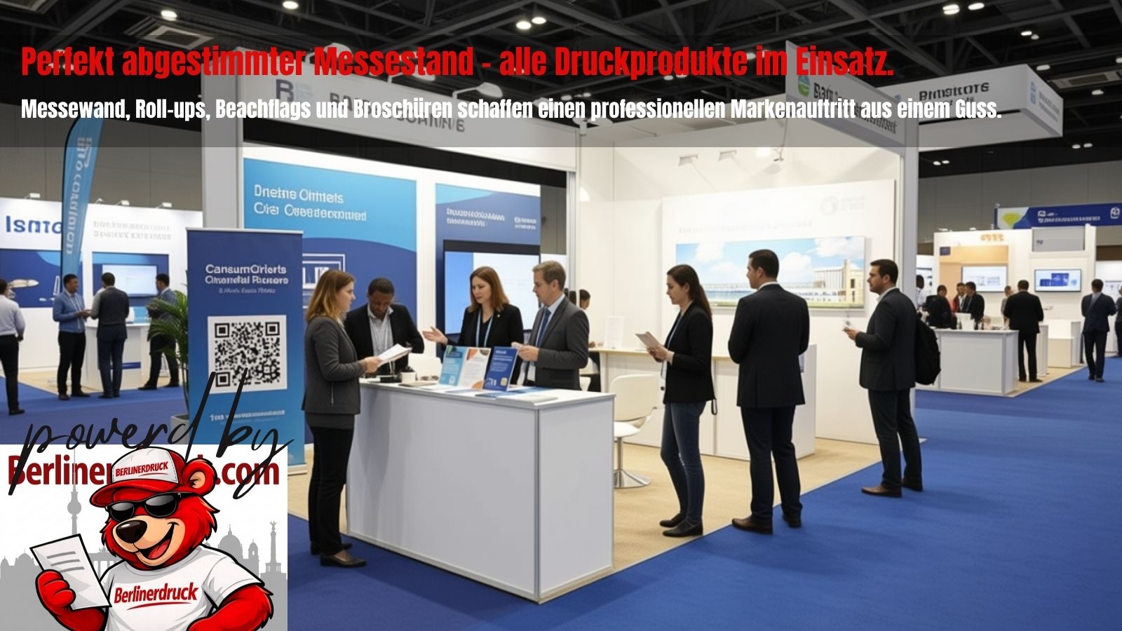 Messestand gestalten wie ein Profi. Berliner Druck – Ihre Online-Druckerei für Roll-ups, Messewände, Broschüren und Messedrucksachen in ganz Deutschland.